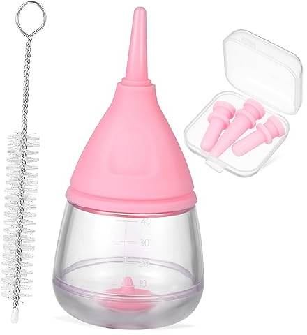 DECOMELODY Newborn Pet Nursing Bottle Kit with Replaceable Silicone Nipples and Cleaning Brush Multi Purpose Puppy Kitten Feeder for Safe Milk Feeding and Easy Cleaning