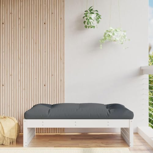 HaoChrymec Gartenhocker Weiß aus Massivholz Kiefer, Modulares Design, Vielseitig Einsetzbar, Outdoor Hocker für Terrasse, Garten, Camping, Fußhocker Outdoor, 120 x 80 cm