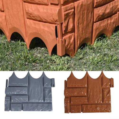 Lot de 6 clôtures de jardin en plastique pour parcs et parterres de fleurs (rouge)