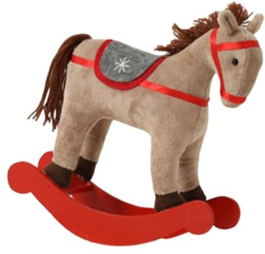 kowaku Caballo Balancín Navidad Juguete Peluche Base Madera Decoración Regalo Festivo Funcionalidad Versátil Adecuado para Niños Celebración Navideña Exhibic, MarrÓn, Individual