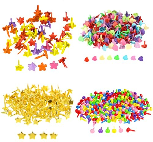 STAVHERT 400 Musterbeutelklammern, Rundkopfklammern für Scrapbooking, Bastelklammern für DIY-Projekte, Büro und Schule, Farbige Musterklammern mit praktischem Aufbewahrungsbox
