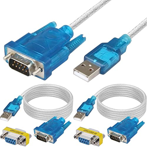 HAAMNING7 USB to RS232 Adapter, USB 2.0 to Serial DB9 Cable 9 Pin Male Adapter with Chipset RS-232 Converter Cable Chipset, Windows 10 8 7, 2 PCS