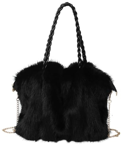 Fuzzy Purses dam - 33 x 16 x 29 cm, justerbar plyschväska, mjuk resväska, avtagbar remdesign som stöder dejting, vandring, arbete, promenader, rörelser