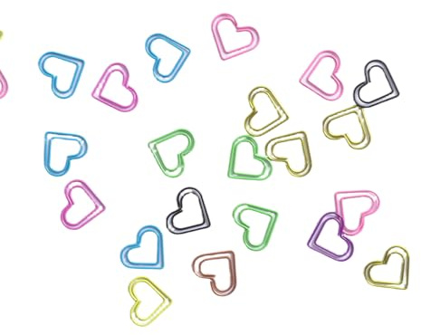 Bunt Büroklammern Herz,100 Stück Büroklammern Motiv Herz Klein Mehrfarbig,Büroklammer Set für Büro,Schule,Metal Paper Clips Papierklammern für Aktenklammer