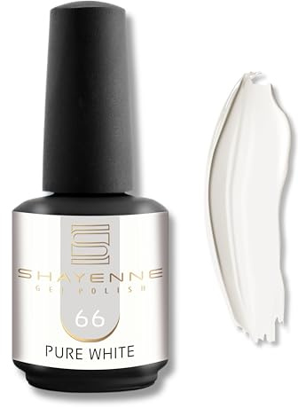 SHAYENNE UV LED Gel Nagellack 15ml - 66 Pure White Weiß - Made in Germany - UV Lack für Gel Nägel & Langanhaltendes Nageldesign - Studio Qualität