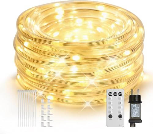 ICRGB Tubo luminoso LED exterior, leds Tubes luz luminosa impermeable interior IP67 guirnalda LED tira luminosa para jardín, fiesta, Navidad, cerca, patio, decoración de iluminación blanco frío