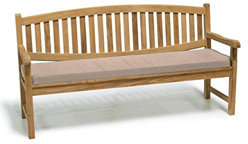 Jati Kennington Oval Teak FULLY ASSEMBLED Garden Bench 1.8m with Cushion Brand, Quality & Value (Taupe)