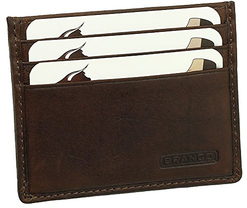 Leder Kartenetui Kreditkartenetui extra flach mit Zusatzfach für z.B. Geldscheine Karten Etui 10 cm Farbe braun