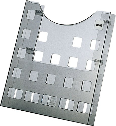 helit H6102508 - Pochette à prospectus simple DIN A4 gris transparent | Format portrait avec perforations décoratives pour flyers, brochures et documents