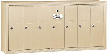 Salsbury Industries 3507SSU Surface Mounted Vertical Mailbox for use with USPS Lock, 7 Doors, Sandstone