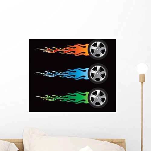 Wallmonkeys Flaming Tires Wall Mural Peel and Stick Graphic (18 in W x 16 in H) WM40949