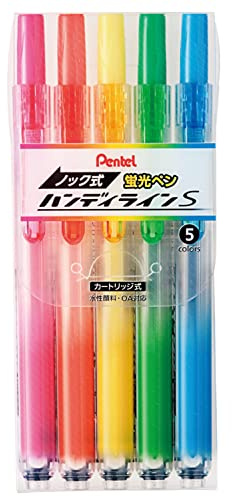 Pentel Knock Highlighter, praktisk linje, 5 färgset (SXNS15-5)
