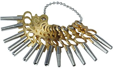 Proops J1179 Lot de 14 clés de montre de poche pour horlogers à remontage sur un porte-clés à bille