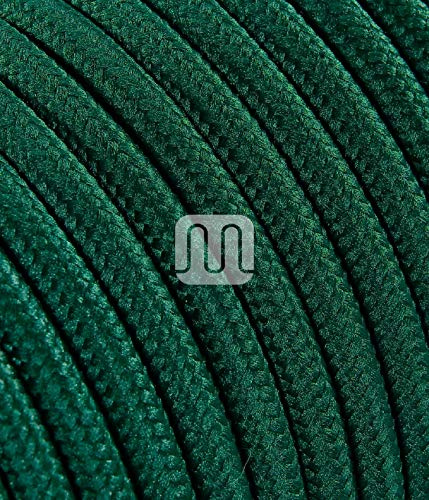 Elektrisches Kabel rund überzogen Stoff bunt für Kronleuchter, Lampen, Baldachin. Das Kabel Elektro wird Design. Wählen Sie zwischen 30 Farben. 5 Meter 2 x 0,75. Made in Italy. Petrol Dunkelgrün