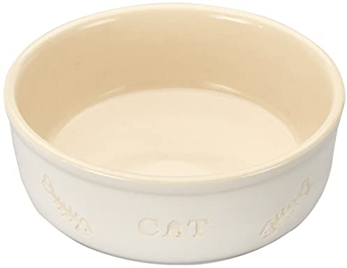 Nobby Ciotola in Ceramica per Gatti Cat Bianco/Beige, Ø 13,5 x 5 cm, 0,25 l.
