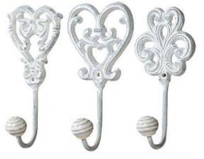 Tamia-Home 3er Set Wandhaken Metallhaken Garderobe Pippo grau chic Vintage Shabby 4314100