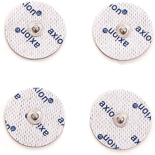 4 runde Elektroden-Pads Ø32mm - kompatibel mit TENS-Geräten & EMS-Trainern von Sanitas (wie SEM 40,41) & Beurer (wie EM 40,41) | Wiederverwendbar | Zertifiziertes Medizinprodukt von axion