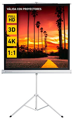 Phoenix - Pantalla de Proyeccion con Tripode Portatil Manual, 80 Pulgadas, 1.45 x 1.45 metros, Formato 1:1 Altura Ajustable