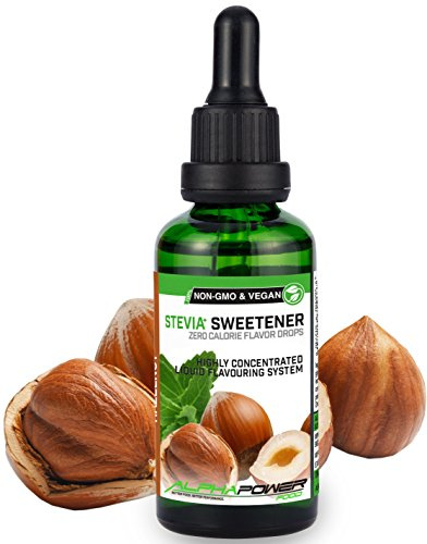 ALPHA POWER FOOD®: Stevia líquida natural - Stevia Gotas de avellana, Edulcorante natural, sustituto del azúcar con sabor - sin azúcar & calorías