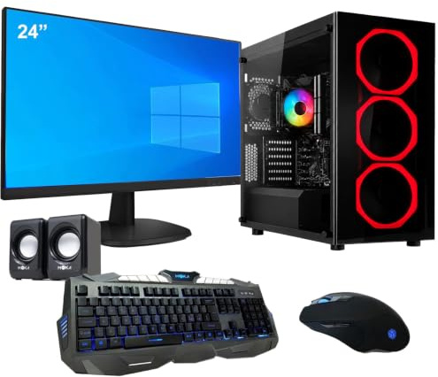 Pc Fisso Desktop i3 14100 4,7 Ghz,Ram 16Gb,Ssd Nvme 1Tb,Monitor 24,Dissipatore Rgb, Windows 11 Pro,Antivirus Defender