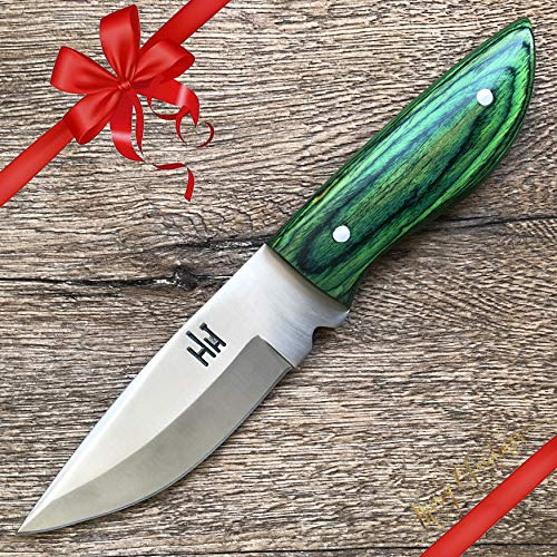 Hobby Hut HH-322 Jagdmesser, handgefertigt, personalisierbar, mit Scheide, Buschraft-Messer mit fester Klinge, Full Tang, entworfen für Camping und Survival, Messer mit fester Klinge