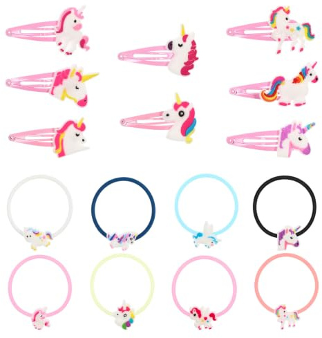16 Stück Einhorn-Haarspange Haarnadeln Einhorn-Armband Haargummis Pferdeschwanz-Halter Haar-Accessoires für Mädchen Frauen Größe