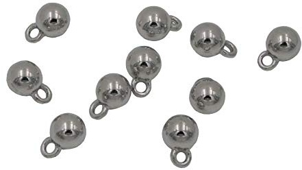 silber glänzende Kugelknöpfe klein Metall Knöpfe Mini Kugel Ösenknöpfe 7mm 10 Stück
