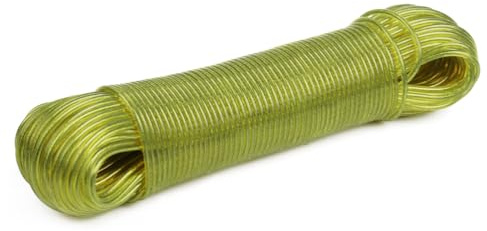 Wäscheleine mit Stahlkern 50 Meter PVC Wäscheleine stabile Stahldrahteinlage hochwertige Reisewäscheleine (Farbe: Gelb, Länge: 50 m) für den Haushalt, Garten und Camping