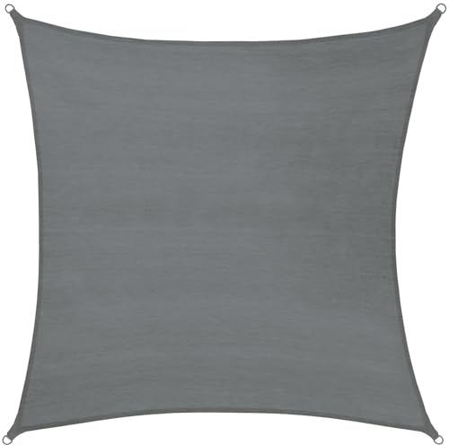 tectake® Tenda a Vela Solare Quadrata, Protezione Raggi UV 50+, Telo Ombreggiante Giardino, Tenda Parasole Terrazzo, Vela Ombreggiante Esterno - Grigio, 5,4 x 5,4 m