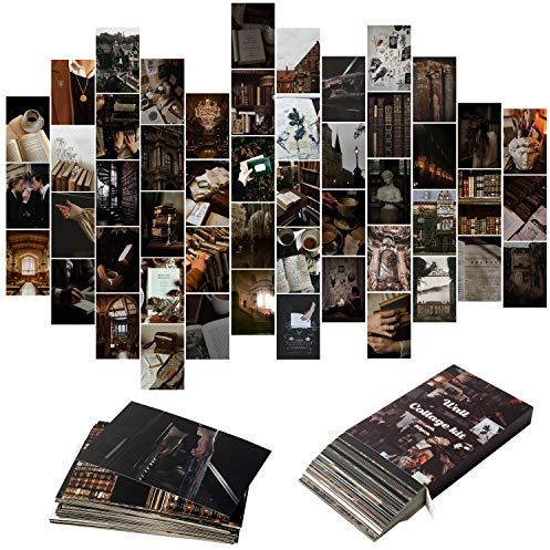 Dark Academia 50 Stück ästhetische Wandcollage Set, Retro Fotosammlung für Teenager und junge Erwachsene, Wandkunst-Set, kleine Poster für Schlafzimmer, Ästhetik