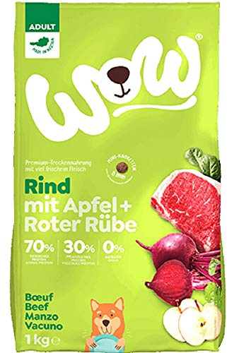 WOW Trockenfutter Adult mit Rind, 6X 1kg Mini Kroketten I Hundetrockenfutter für ausgewachsene Hunde Aller Rassen I Beste Qualität mit viel Fleisch, Apfel & Rübe I getreidefrei & hohe Verträglichkeit