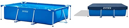 Intex 28271Np Small Frame Piscina Desmontable, 260 X 160 X 65 Cm, 2.282 Litros + 28038 Cobertor Piscina Rectangular Prisma/Small Frame 300 X 200 Cm