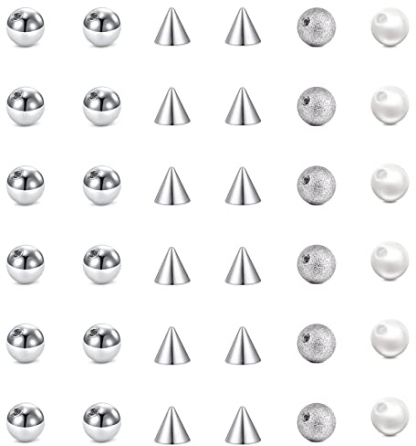 Crdifu Piercing Kugel Set 1,2mm Ersatzkugel Schraubkugel 3mm Glitzer Edelstah Acryl Aufsätze Kugeln