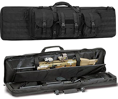 XVBVS Weicher Gewehrkoffer, Doppelwaffentasche für Büchsen, Taktischer Gewehrrucksack Waffentragetasche Soft Shotgun Case Airsoft Case Pistolentasche für Outdoor Jagd Angeln-Black|| 140cm