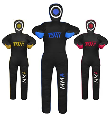 T=JAY Mannequin MMA en Position Debout pour jiu jistu brésilien JJ, Lutte, Judo karaté, Lancer et tétine à soumettre, Non rempli (Noir Bleu, 70 (inches))