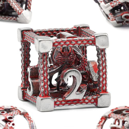 DND Würfel Set Rollenspiel, Polyedrische Würfelset D and D (Z-Blood Red) | ZHOORQI Spielwürfel 7 Stück Der Cthulhu Würfelset für Brettspiel D and D (Dungeons and Dragons) Dice Set Verwendet Wird