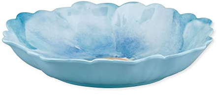 Supreme Housewares Campanula Petal-Shaped Melamine Serving Bowl, BPA-Free Floral Design Bowl for Salad, Fruit, Pasta, or Outdoor Entertaining, Sky Blue, 13 x 11 Inch