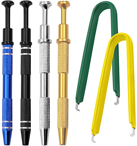 6 pcs 4 griffes Outil de ramassage et Outil d'extraction, Attrape-balle perçant Bijoutier Attrapeur de perles Extracteur de puce IC isolé Pince à Composant élèctronique pierres précieuses diamant