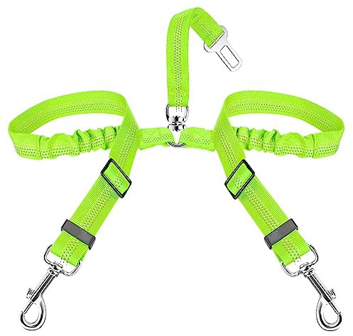 SlowTon Anschnallgurt Hund Auto, 2 in 1 verhedderungsfreier langlebiger elastischer Hundegurt fürs Auto, Verstellbarer reflektierender Sicherheitsgurt Hunde für Auto auf Reisen & Ausgehen