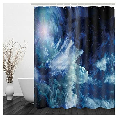 Whoiy Shower Curtains Extra Long, Duschvorhang Eckbadewanne 165X200cm Polyester Bath Curtains Sonne und Blauer Himmel Waschbar Wasserdicht