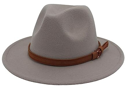 Harilla Fedora-Hut, Filz-Panama-Hut, Kleiderhut mit Gürtelschnalle, warm, für Herren und Damen, klassischer Western-Cowboyhut, Jazz-Hut für Reisen,