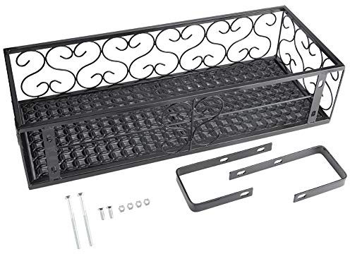 Balcony Hanging Flower Rack Pot Stand Iron Plant Storage Railing Shelf Decoration