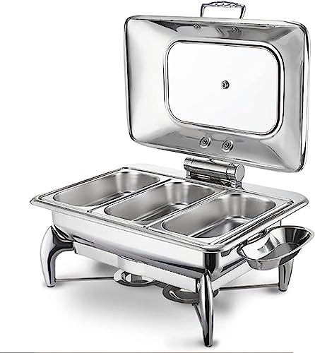 Piastre elettriche per buffet in acciaio inox per server buffet elettrico - Scalda buffet, vassoi riscaldanti coperti in acciaio inox, scaldavivande con coperchi e supporti in acciaio massic