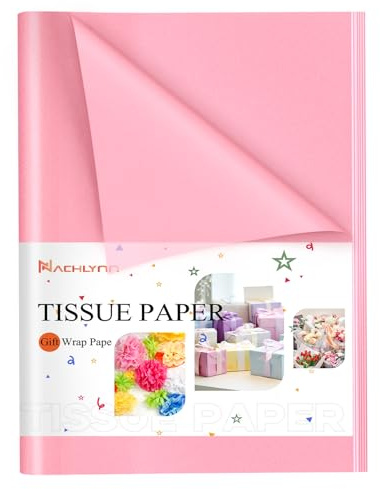 NACHLYNN 60 Blatt Rosa Tissue Paper Bulk 14 x 20 Zoll Geschenkpapier Kunst Seidenpapier Basteln für Valentinstag Geburtstag DIY Festival Feiertage Basteln Geschenke Dekor