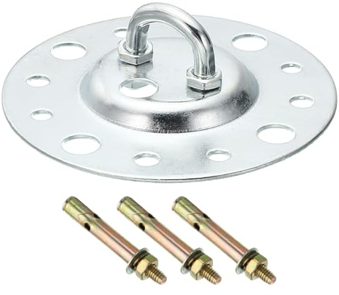 PATIKIL 202 Libras 115mm Acero Techo Ganchos, Techo Ventilador Gancho Almohadilla Ojos Placa Pared Percha Herraje con Montaje Tornillos para Colgar Lámpara Planta Cestas