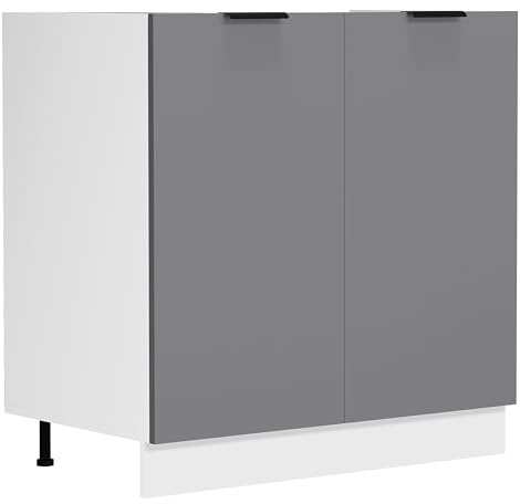 VCM Küchenmöbel Unterschrank 80x46x82 cm 2 Türen Serie Fasola Anrichte | Stauraum für Töpfe und Vorräte - Wohnküche - Für Haushalte - Holzwerkstoff mit höhenverstellbaren Füßen