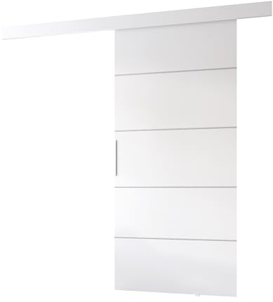 MINIO go for it - Porte Coulissante Interieur avec Rail CLEAN B, Portes Coulissantes Murales Intérieures, Coulis, Complet Raille Doors, Ensemble Porte Interieur (Blanc Mat 96x205 cm)