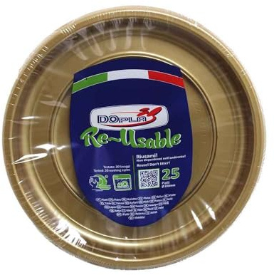 TEKHOME PIATTI PLASTICA 22cm piatti plastica colorati lavabili e riutilizzabili Rotondi per Compleanno,Festa, Matrimonio (ORO, 200pz)