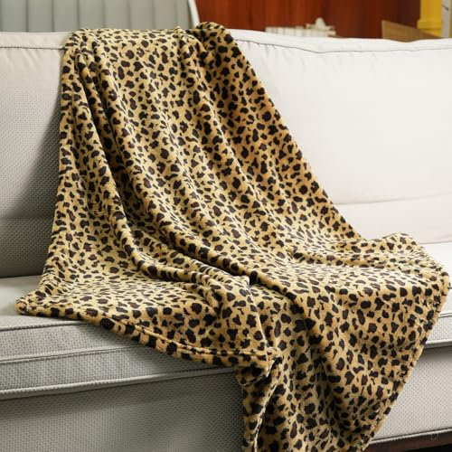 MERRYLIFE Leopard Throw Blanket for Couch Bed Sofa Cheetah Print 40 50