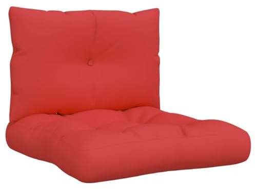 vidaXL Palettenkissen 2-TLG., Palettenpolster für Europaletten, Palettensofa Kissen Indoor Outdoor, Palettenauflage Sitzkissen Rückenkissen, Rot Stoff